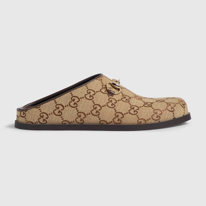 GUCCI Women's Mule With Horsebit, Brown, GG Canvas