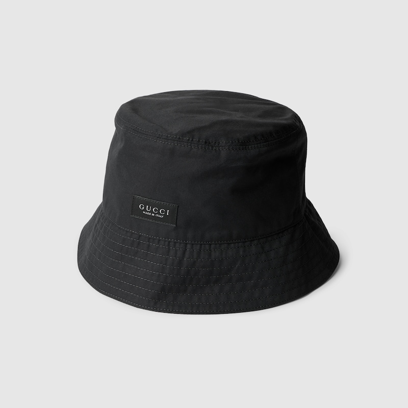 GUCCI Cotton Canvas Bucket Hat, Size XS, Black