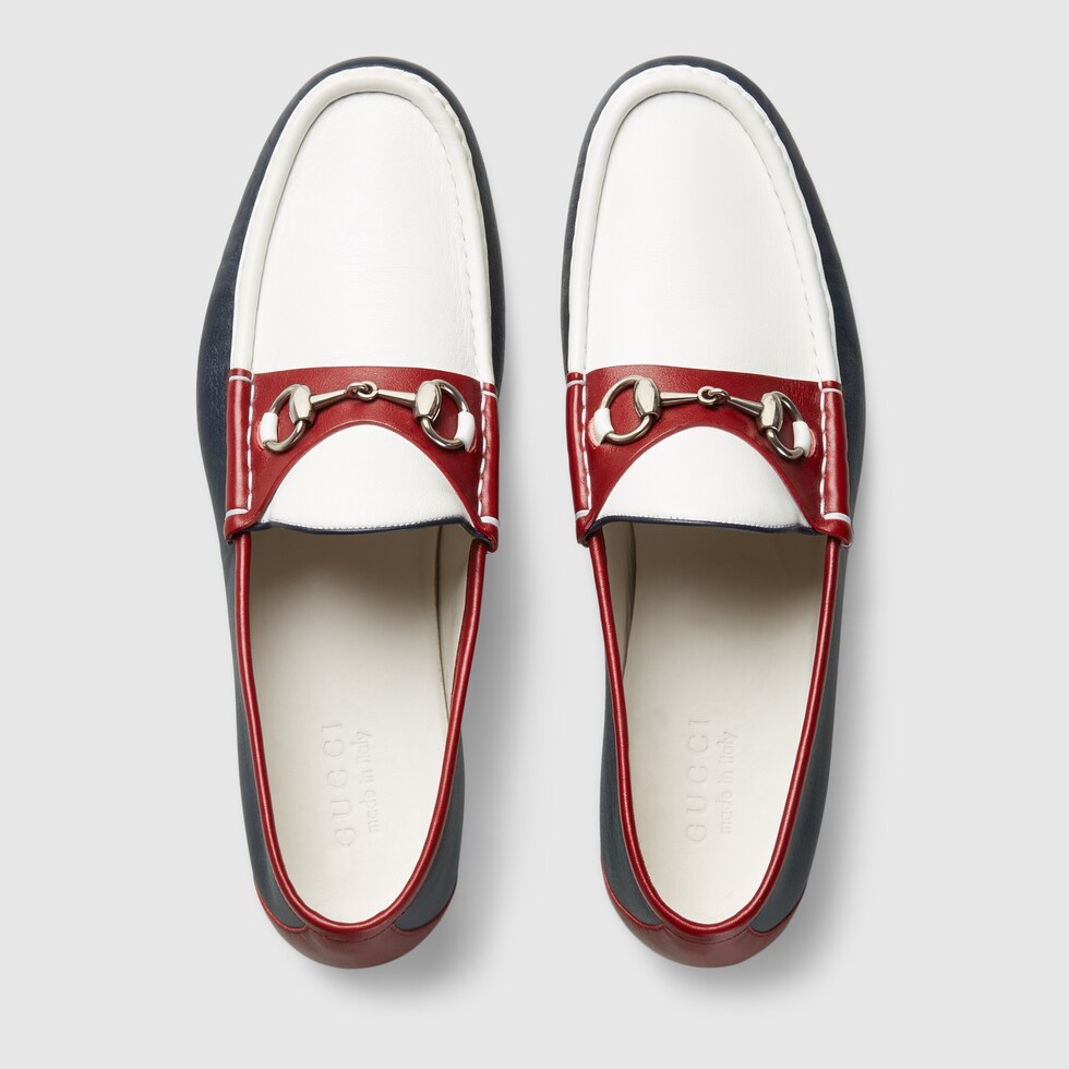 gucci rainbow horsebit leather loafers