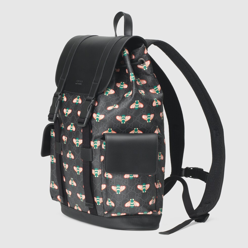 Gucci Bestiary Backpack With Bees In Black GG Supreme GUCCI SG