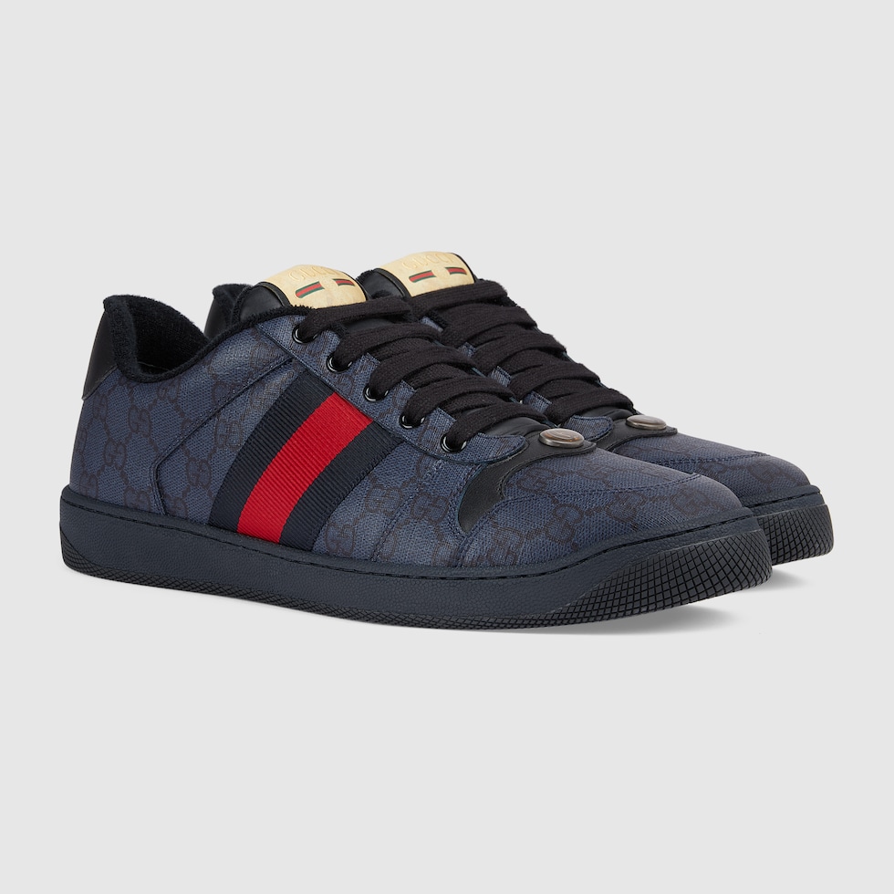 Zapatilla Screener Para Hombre En Gg Supreme Azul Y Azul Oscuro Gucci Es