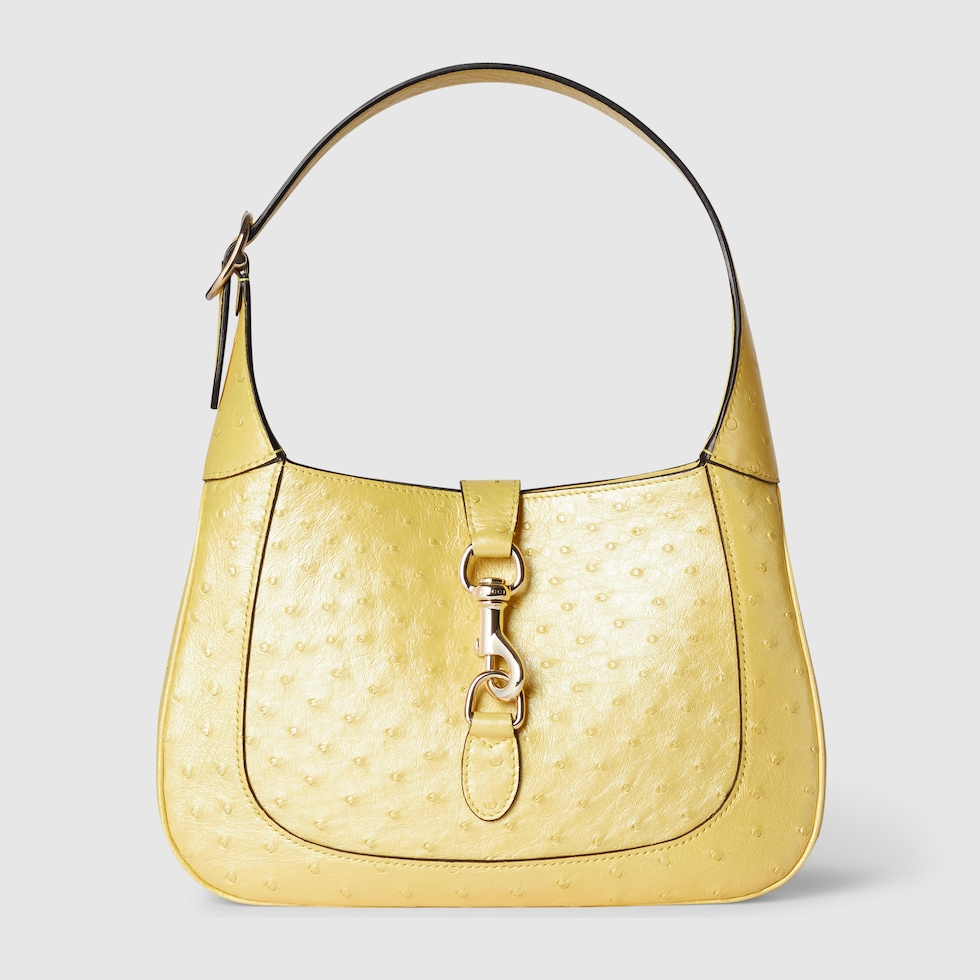 Gucci Jackie Ostrich Shoulder Bag In Pastel Yellow GUCCI AE