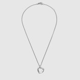 Bamboo necklace in silver with heart pendant