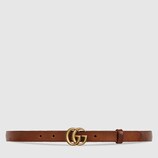 Leather belt with double G buckle