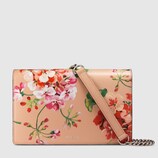 Brieftasche aus Leder mit Kette und Blooms-Druck