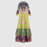 Embroidered organdy flower silk gown