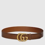 Leather belt with double G buckle