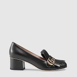 Leather mid-heel pump