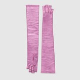 Metallic leather fingerless glove