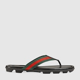 Web and leather thong sandal