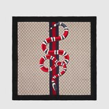 Web and snake print GG silk scarf