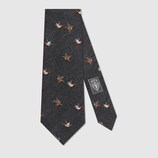 Silk wool tie with hummingbirds