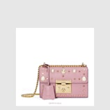 Padlock studded leather shoulder bag