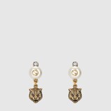 Boucles d'oreilles félins avec perles en résine