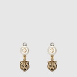 Feline earrings with resin pearls