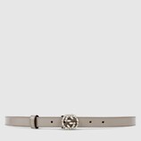 Thin leather belt with crystal GG