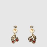 Flower earrings with crystals