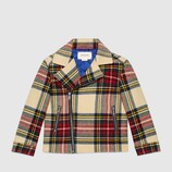 Children's wool tartan biker jacket