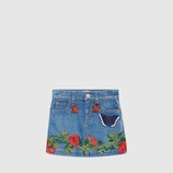 Children's embroidered denim skirt