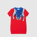 Children's merino dress with tiger