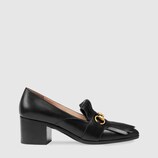 Leather mid-heel loafer