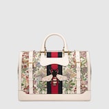 Reisetasche aus Blumengobelin mit Webstreifen