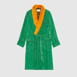 Embroidered velvet dressing gown