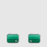 Cufflinks in silver and malachite