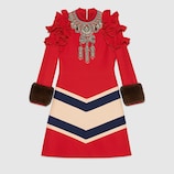 Embroidered wool silk dress