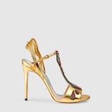Embroidered leather sandal