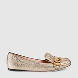 Metallic leather ballet flat
