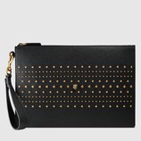 Studded leather pouch