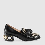 Mocassins à talon moyen cloutés en cuir