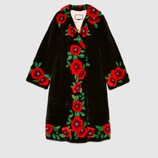Flower intarsia mink fur coat