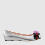 Metallic leather ballet flat