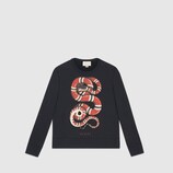 Cotton sweatshirt with snake print