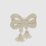Resin pearl bow brooch