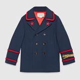 Children's cotton pea coat with tiger