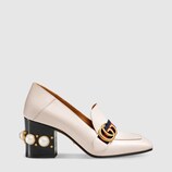Leather mid-heel loafer