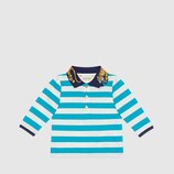 Baby striped cotton polo with tiger