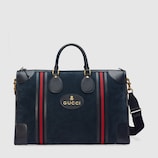Reisetasche aus Wildleder mit Webstreifen
