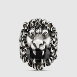 Bague tête de lion avec cristal