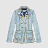 Embroidered denim jacket with studs