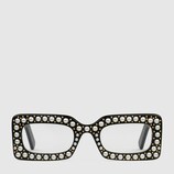 Gafas de sol rectangulares de acetato con perlas