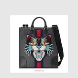 Shopper aus GG Supreme mit Katzen-Stickerei