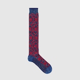Calcetín de Algodón Elástico con Estampado Geométrico de Calaveras