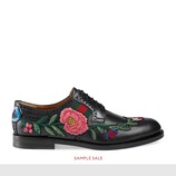 Leather brogue lace-up with embroidery