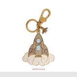 Rocket ship metal keychain
