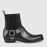 Leather boot with snake ring
