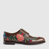 Leather brogue lace-up with embroidery